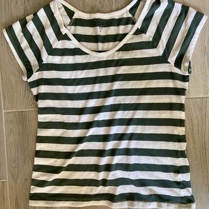 Loft Green & White striped shirt